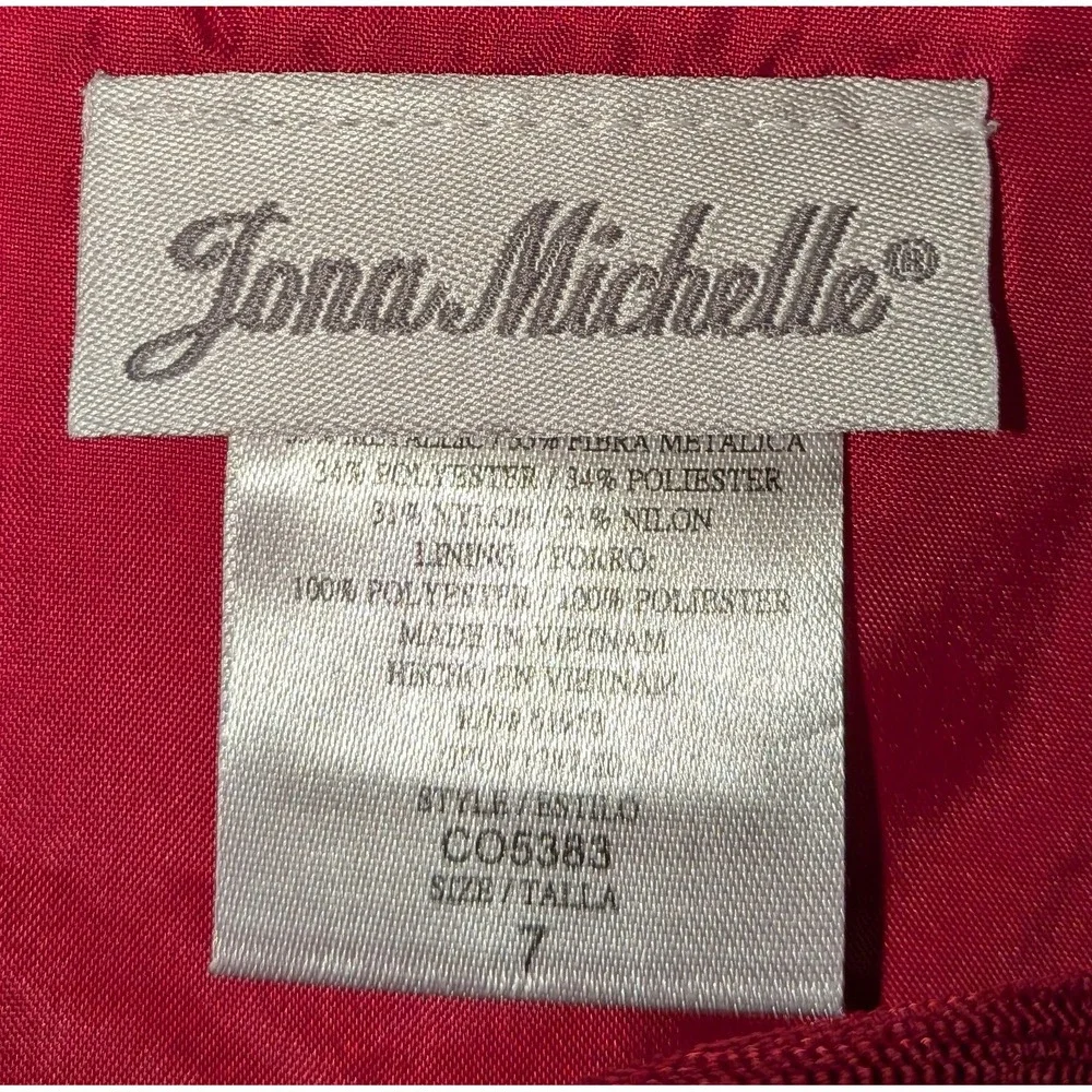 Jona Michelle Girls Red Metallic Floral Embroidered HolidayParty Dress Sz 7 NWOT